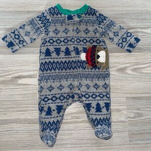 Small Wonders Baby Boys Fleece Sleep & Play Sleeper Newborn Gray & Blue Bear Zip